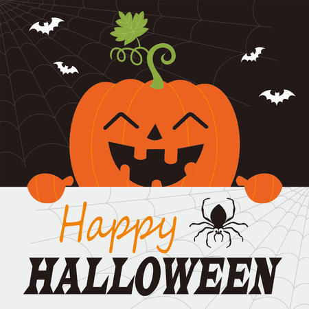 halloween background with pumpkin and batsのイラスト素材