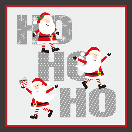 christmas card with santa and ho ho hoのイラスト素材