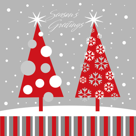 christmas card with tree and snowflakesのイラスト素材