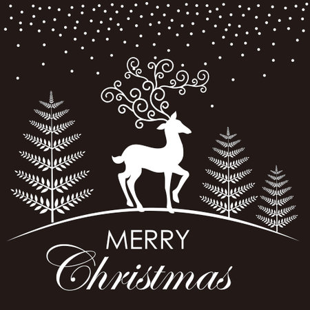 christmas card with reondeerのイラスト素材