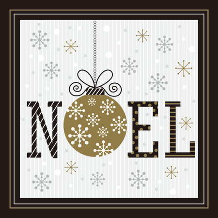 christmas card with bauble and noel textのイラスト素材