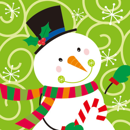 christmas card with cute snowmanのイラスト素材
