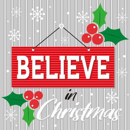 christmas card with lettering and berryのイラスト素材