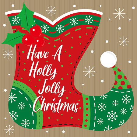 christmas card with stocking and textのイラスト素材