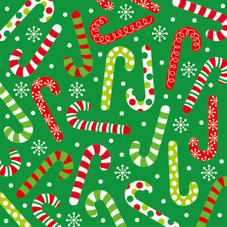 seamless christmas pattern with candy caneのイラスト素材