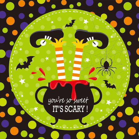halloween background with gnome legs on the ovenのイラスト素材
