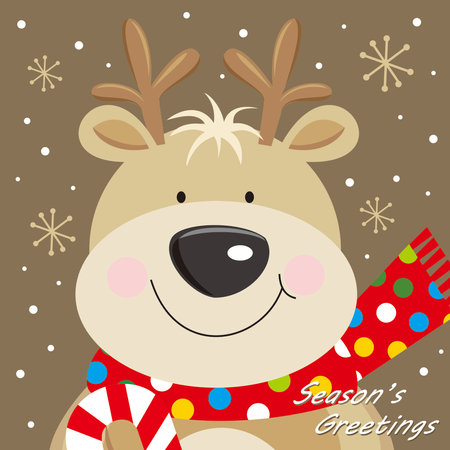 christmas card with cute reindeerのイラスト素材