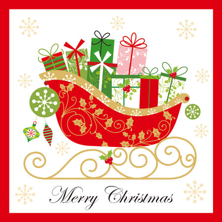 christmas sleigh and giftsのイラスト素材