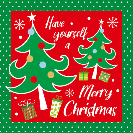 christmascard with christmas treeのイラスト素材