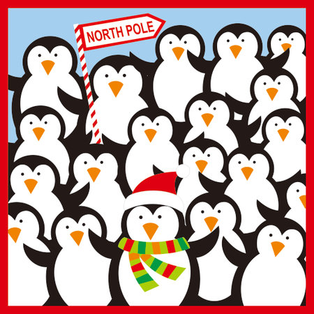 christmas card with penguinsのイラスト素材