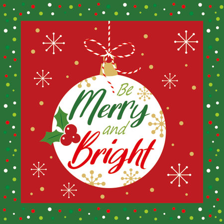 christmas card with bauble, berry and textのイラスト素材