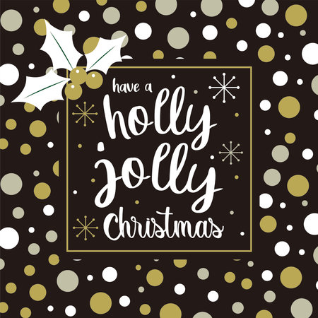 christmas card with lettering and berryのイラスト素材