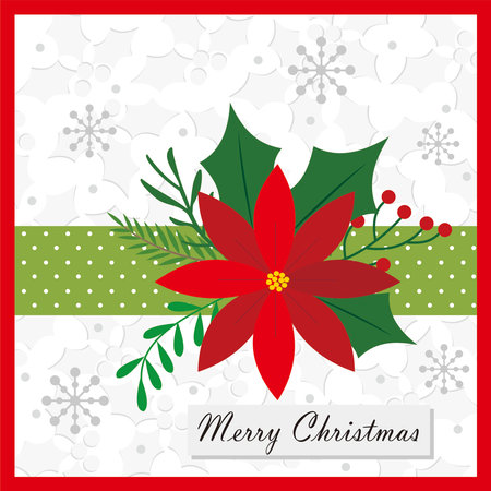 christmas card with wreath floralのイラスト素材