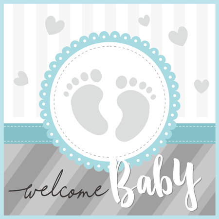 baby shower card with baby footprintのイラスト素材