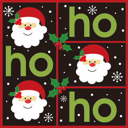 chritmas card with santa and text ho ho hoのイラスト素材