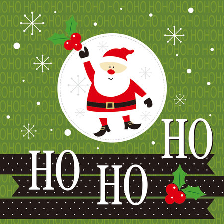 chritmas card with santa and ho ho hoのイラスト素材