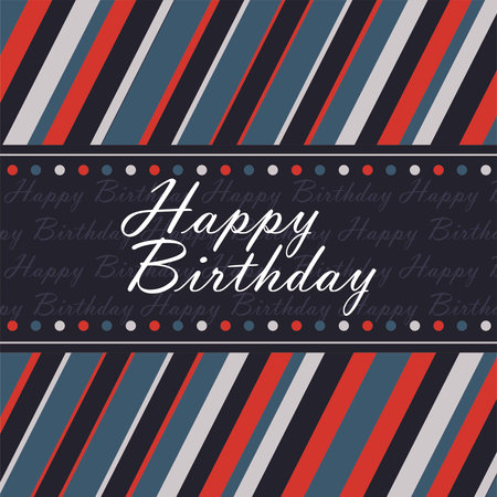 birthday card with text and stripesのイラスト素材