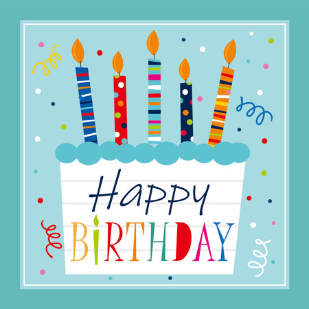 birthday card with cake and candlesのイラスト素材