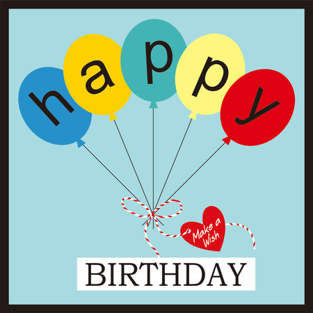 birthday card with text and balloonsのイラスト素材
