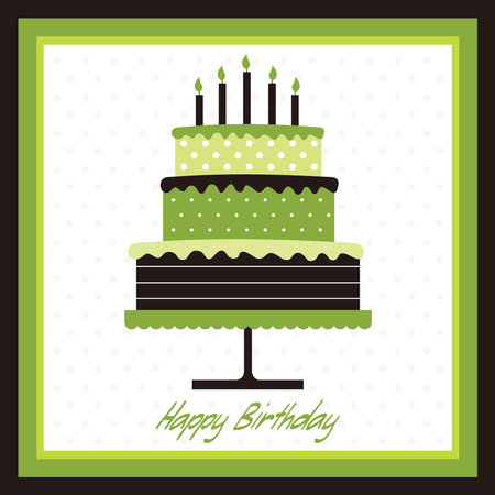 birthday card with cake and candleのイラスト素材