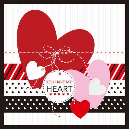 happy valentine's day with love text and heartsのイラスト素材