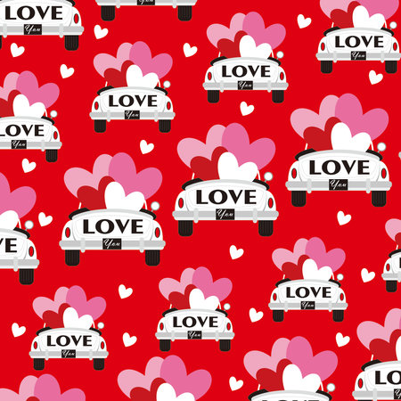 valentine's seamless pattern with hearts on the carのイラスト素材