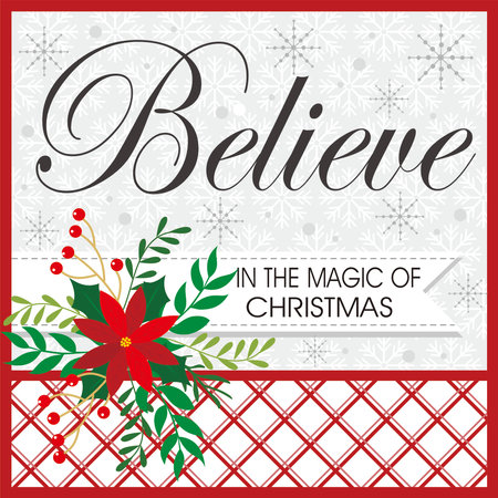 merry christmas greeting card with wreath and letteringのイラスト素材