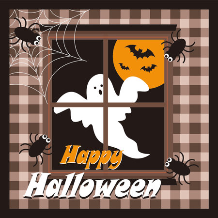 Happy halloween card with cute ghostのイラスト素材