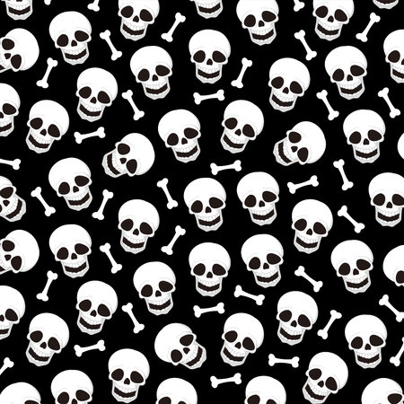 halloween seamless pattern with skullsのイラスト素材