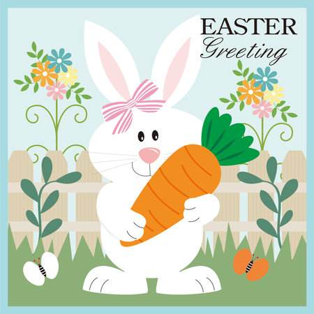 easter bunny with carrotのイラスト素材