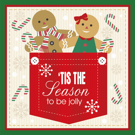 Christmas card with gingerbread in a pocketのイラスト素材