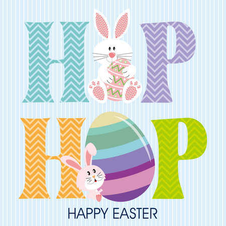 easter card with bunny  egg and hip hop textのイラスト素材
