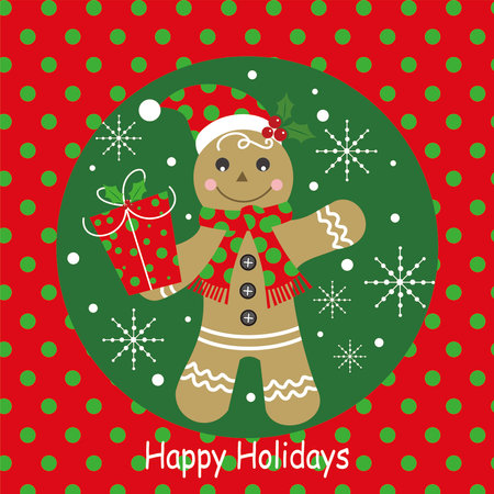 Christmas card design with cute gingerbread man