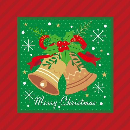 Christmas card design with jingle bell and wreathのイラスト素材