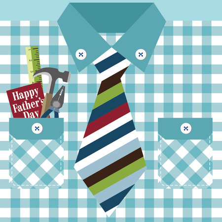 Happy father's day card design with shirt and tools in the pocketのイラスト素材