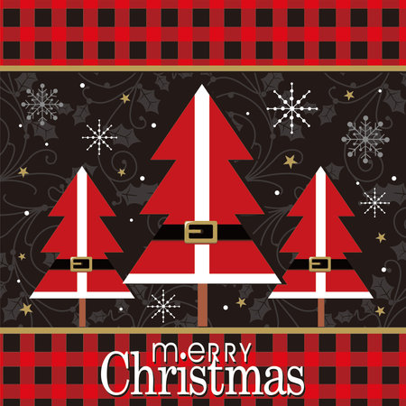 Christmas card design with Christmas tree and buffalo plaidのイラスト素材
