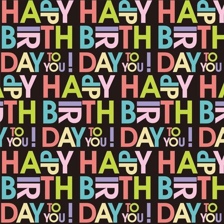 Birthday pattern with colorful letteringのイラスト素材