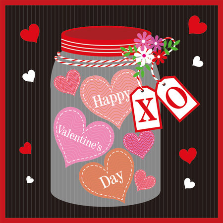 Happy valentine's day with hearts in the jarのイラスト素材