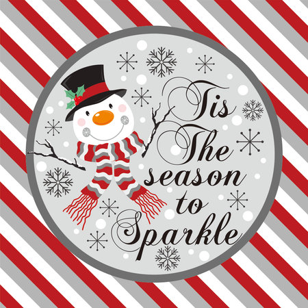 Christmas card design with cute snowman and letteringのイラスト素材