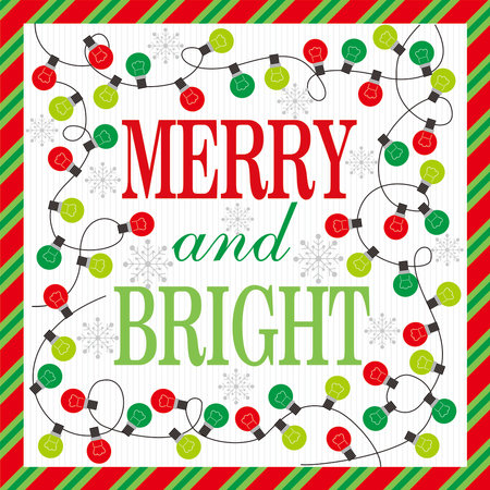Christmas card design with christmas lights  merry and brightのイラスト素材