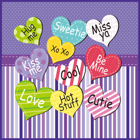 Happy valentine's day with colorful hearts and letteringのイラスト素材