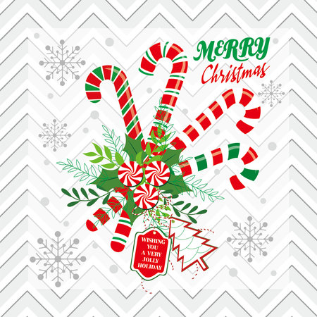 Christmas card design with candy cane  lollipop and wreathのイラスト素材