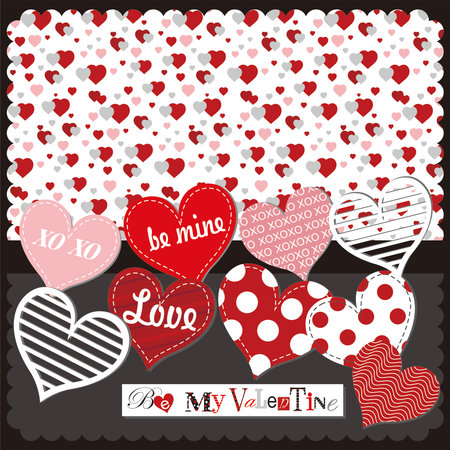 Happy Valentine's day with hearts shape and letteringのイラスト素材