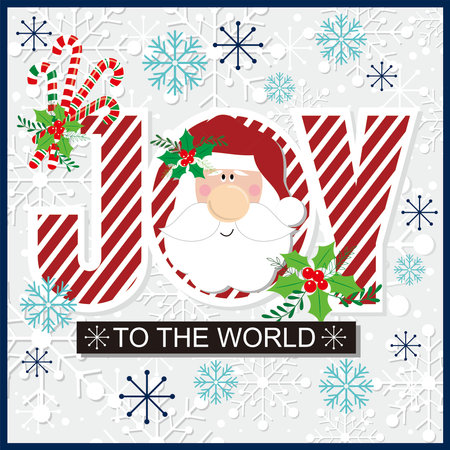 Christmas card design with Santa and joy to the worldのイラスト素材