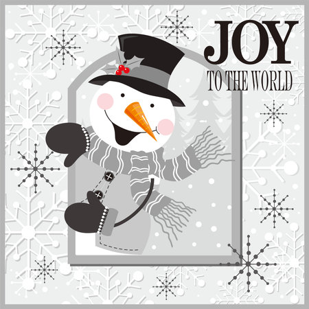 Christmas card design with cute snowmanのイラスト素材