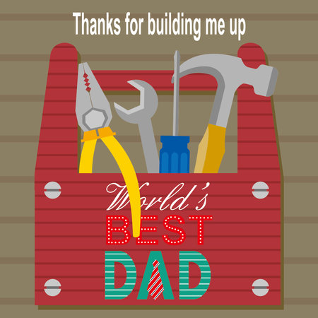 Happy father's day with tools in the tool boxのイラスト素材