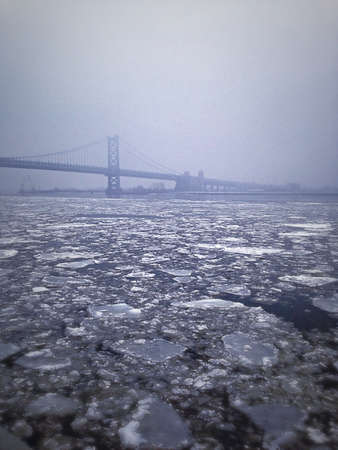 Frozen Delaware river