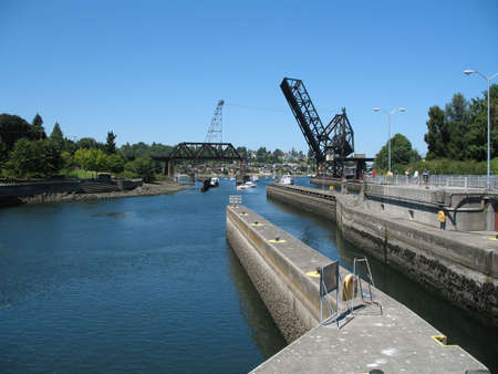 Crittendon Locks, Seattle, Washingtonの写真素材