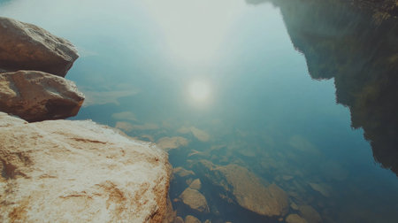 golden light reflecting on still water, atmospheric and peaceful --chaos 30 --ar 16:9 --v 6.1 Job ID: 0ff08f7c-8efc-42ba-b153-364d1aec6b90の素材