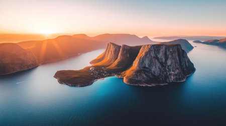 island coastline lit by golden hour sun, turquoise water contrast --chaos 30 --ar 16:9 --v 6.1 Job ID: 9f07c682-0b39-4deb-851c-b92d6fc7331bの素材